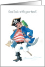 Good Luck with Test with Fun Pirate and Parrot card