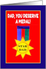 For Dad on Father’s Day with Star Dad Medal and Bright Colours card