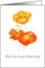 Birthday Greetings in German with Iceland Poppies Blank Inside card
