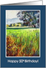 50th Birthday with Evening View Across the Meadows card