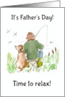 Father’s Day Man Fishing with Dog to Relax card