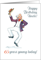 Uncle’s 65th Birthday with Man in Blazer and Boater Hat Dancing card
