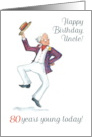 Uncle’s 80th Birthday with Man in Blazer and Boater Hat Dancing card