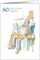 80th Birthday Light-hearted with Man Reading Newspaper card