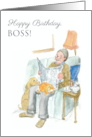 For Boss’s Birthday Lighthearted Man Reading Newspaper card