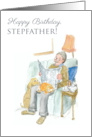 For Stepfather Birthday Lighthearted Man Reading Newspaper card