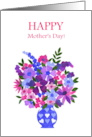 Mother’s Day Greeting with Bouquet of Pink and Blue Flowers card