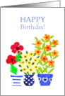 Birthday Greetings with Bright Flowers Blank Inside card