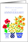 Partner’s Anniversary with Bright Flowers Blank Inside card