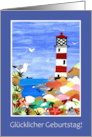 Birthday Lighthouse with German Greeting Blank Inside card