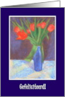 Dutch Language Birthday with Scarlet Tulips Blank Inside card