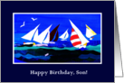 For Son Birthday Greetings with Sailboats Seagulls and Fish card
