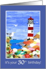 30th Birthday Greetings with Lighthouse card