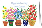 For Cousin Mothers Day Greeting with Colourful Flowers card