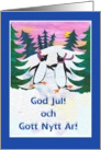 Skating Penguins Christmas Card - Swedish Greeting card