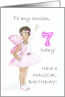 Cousin’s 7th Birthday with Black Fairy in Pink Dress and Wings card