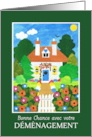 New Home Best Wishes French Greeting with Pretty Cottage card