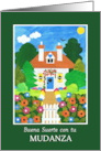New Home Best Wishes Spanish Greeting with Pretty Cottage card