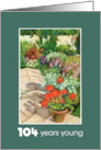 104th Birthday Bright Red Geraniums and White Daisies card