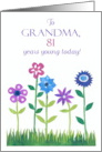 For Grandma 81st Birthday Pink and Blue Flowers card