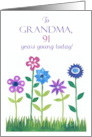 For Grandma 91st Birthday Pink and Blue Flowers card