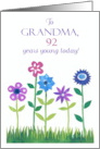 For Grandma 92nd Birthday Pink and Blue Flowers card