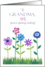 For Grandma 95th Birthday Pink and Blue Flowers card