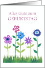 Birthday Greeting in German with Row of Flowers Blank Inside card