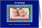 New Baby Twins Announcement Photo Card
