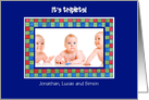 New Baby Triplets Announcement Photo Card