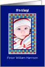 New Baby Boy Announcement Photo Card
