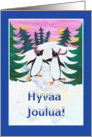 Christmas Card with Finnish Greeting and Skating Penguins card