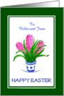 Custom Front Easter Greetings with Pink Hyacinths card