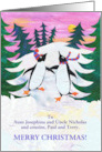 Custom Front Christmas Greeting with Ice Skating Penguins card