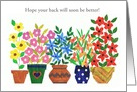 Custom Front Get Well with Bright Flower Pots card