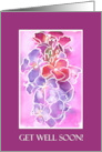 Get Well Soon with Pink and Purple Watercolour Wallflowers card