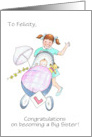 Custom Front New Baby Congratulations with Girl and Baby in Stroller card