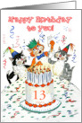 Custom Age Birthday with Comic Cats card
