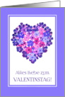 Valentine’s Heart of Flowers with German Greeting Blank Inside card