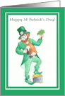 St Patrick’s Day Leprechaun with Shamrock and Pot of Gold card