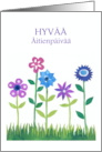 Mother’s Day in Finnish with Row of Flowers Blank Inside card