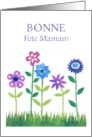 Mother’s Day in French with Row of Flowers Blank Inside card