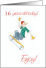 Custom Age Birthday with Boy Skateboarding card