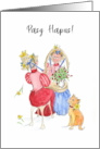 Easter Bonnet Fun Greeting in Welsh Blank Inside card