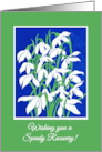 Get Well Wishes with Snowdrops on Blue and Green card