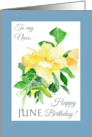 For Niece June Birthday Yellow Dreaming Spires Roses card