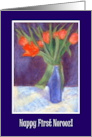 First Norooz Greetings with Bright Red Tulips card