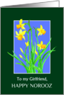 For Girlfriend Norooz Spring Daffodils on Sky Blue card