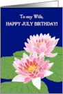 For Wife’s July Birthday with Two Pink Water Lilies card