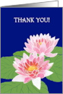 Thank You Message with Two Pink Water Lilies Blank Inside card